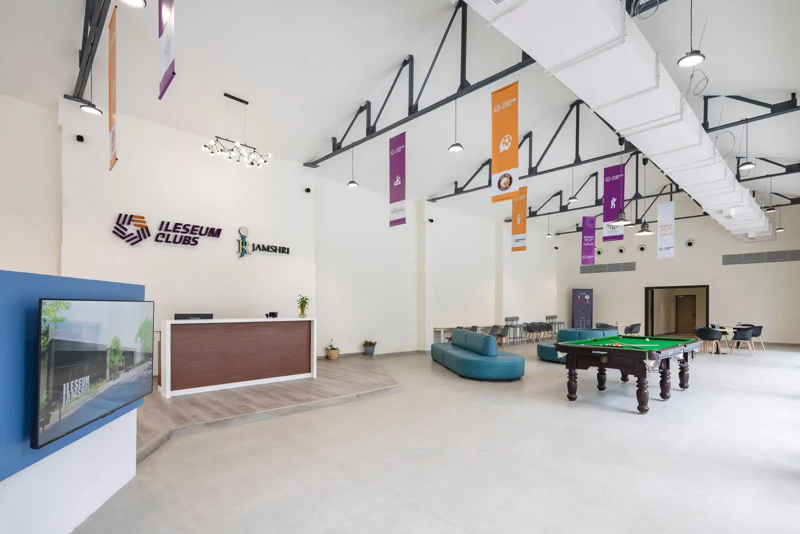 The operating Ileseum Clubs lounge and social space within Jamshri City