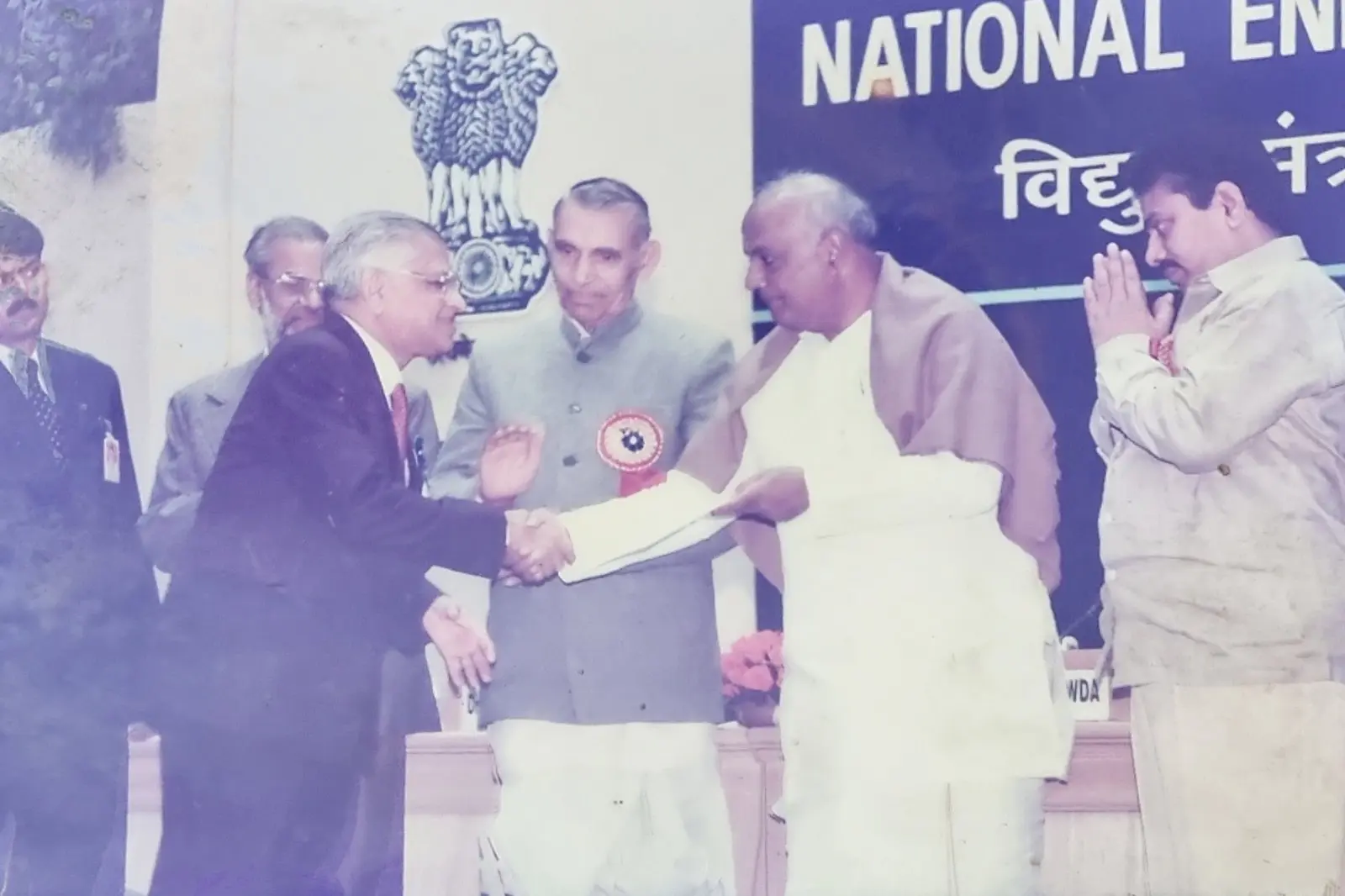 Premratan Damani receiving a Government of India Certificate of Merit for energy conservation